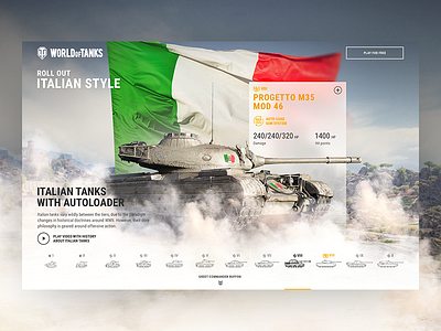 World of Tanks – Italian tanks buffon campaign football italy tanks ui ux visual design wargaming web design webpage wot