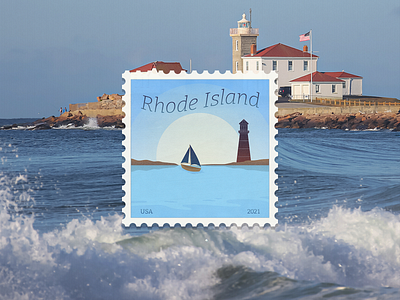 Rhode Island Stamp election graphic design illustration ocean rhode island sailboat stamp design stamps usa voting voting rights