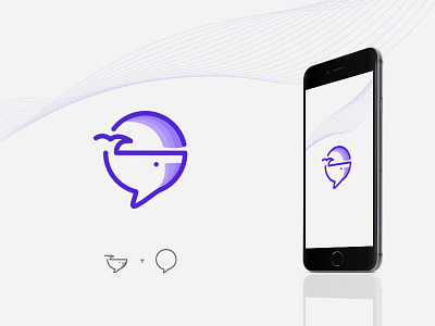 Whale Chat chat fish logo outline purple whale