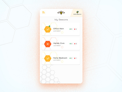 Ui Beecon app beacon bee hexagon honey ios ui ux