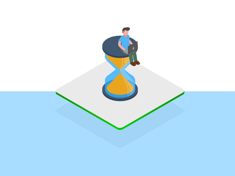 WHY NOW- Isometric Illustration laptop glass hour time illustration isometric
