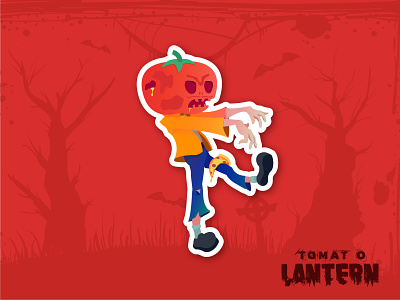 Vinny the Tomat-O-Lantern haloween jackolantern sticker stickermule tomato