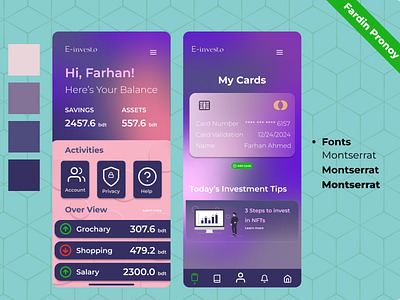 'E-investo' - Fintech App UI Design app branding design illustration logo mobile ui ux