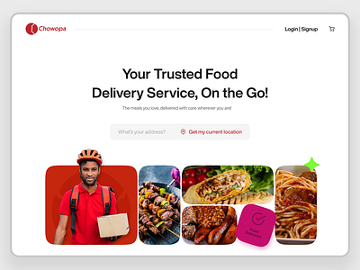 Hero image for food delivery website
