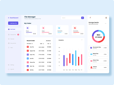 Cloudo File Manager Storage Dashboard