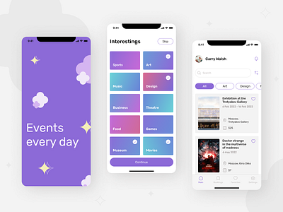 Events Mobile App app design events ui