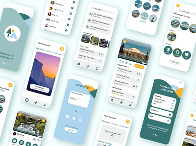 outdoorsy Travel App app backpacking camping design hiking nature outdoor outdoors outdoorsy planning playful round travel travel planning ui ux