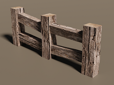 wooden fence 3d game asset props