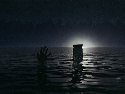 Alone at sea 3d illustration