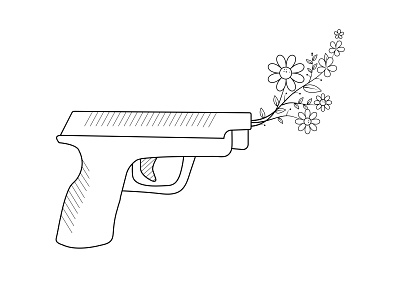 No war! Gun with flowers from the muzzle. flowers graphic design muzzle peace war