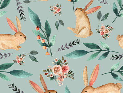 Sweet Rabbit design floral flowers graphic design patterns rabbit