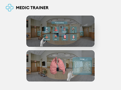 Medic trainer(mixed reality) app design product design ui ux