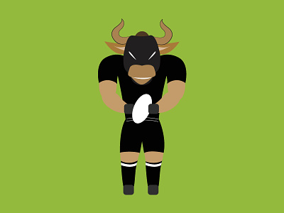 Bull Rugby Player angry ball character flat illustration player rugby