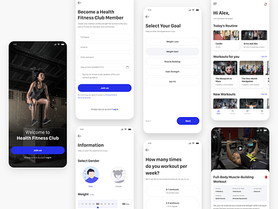 Fitness App Design android app design crossfit figma fitness health illustration ios ui ux workout yoga