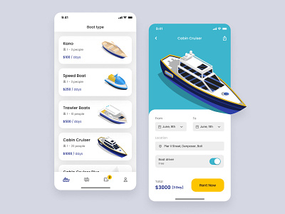 Boat Rental App Design 3d app appdesign boat car chart dashboard landing landingpage motor page rent sea uidesign uxdesign water