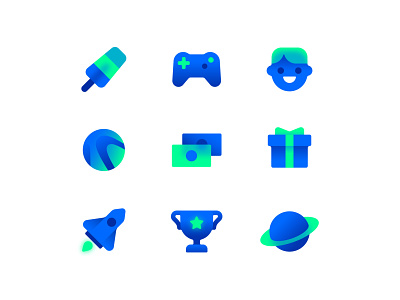 Game Icons 2 cup game gamepad ice cream icon icon set joystick money planet player rocket space win winner