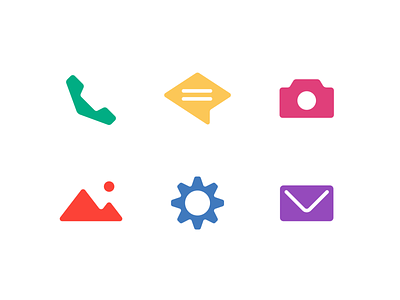 Polygonal Icons camera chat diamond envelope gallery gear icon icons pack icons set letter message photos post office set settings telephone