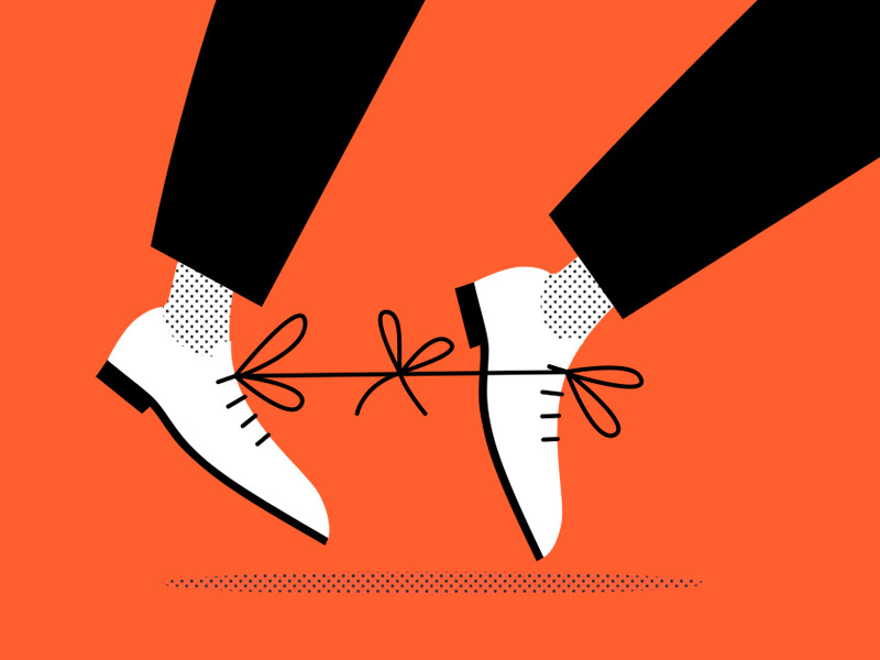 Error! mistake error boots stumbled shoelaces set-up traitor man fall shame costume deceit