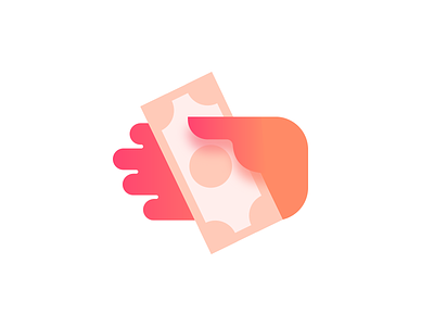 One icon with money arm clean currency dollar easy gradient icon money note pay salary shadow
