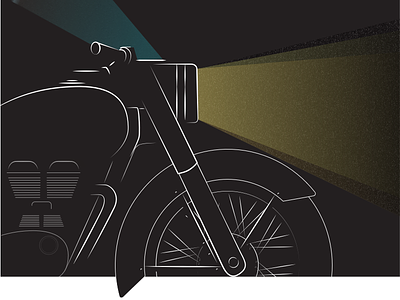 Let the journey begin bike bullet graphicdesign illustration journey lights motorcycle night print royalenfield vector visualart