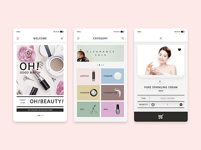 Beauty app commerce cosmetic electronic shop ui women