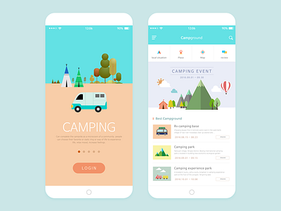 Camping app camping illustration ui