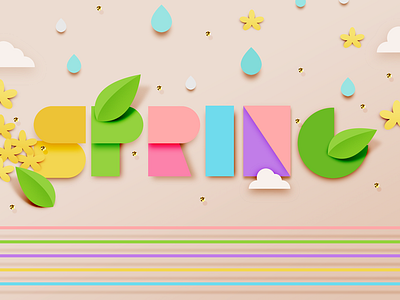 Spring clouds drop illustration leaf paper spring