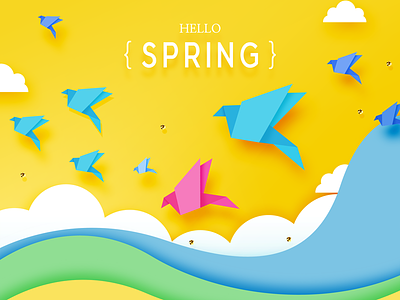 Thousands Of Paper Cranes clouds colorful cranes hello illustration of paper sky spring thousands