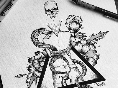 Illustration of my book #4 art black book branding design draw graphic illustration mandala portfolio sketch tattoo