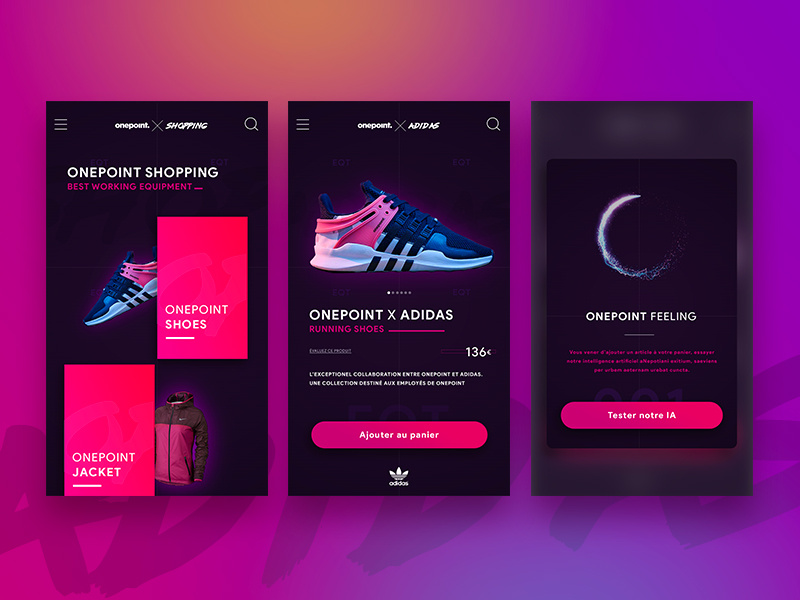 Jonathan Larradet 52 cart card shop e-commerce nike mockup adidas apple app mobile