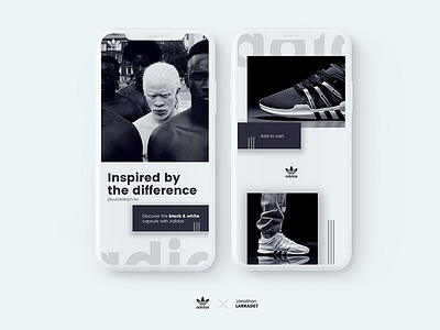 Adidas AQT - ADV black & white Design concept aab adidas app apple black cart ecommerce iphone x sneakers white