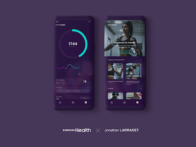 Samsung Health Redesign aab app charts design fit health mobile mockup samsung sport tattoo women