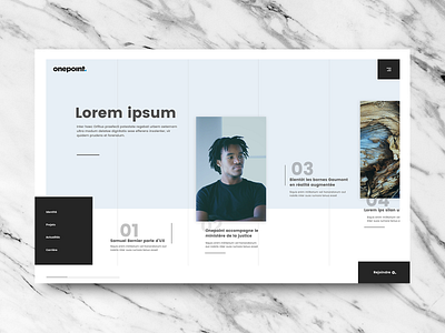 New onepoint website aaa art direction blue horizontal landingpage marble navigation scroll ui