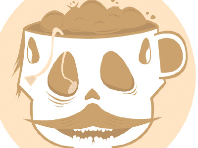 My head burns like a cup of tea - 01 brown cup face head illustrator skeleton tea