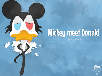 Mickey meet donald black blue disney donals duck hangover illustrator meet mickey mouse photoshop red