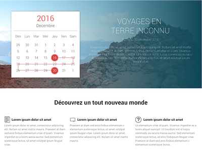 Travel website promotion black blue calendar flat icon promotion roboto travel website white