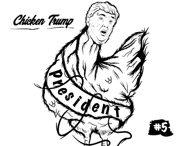 Inktober 5 black and white illustration illustrator inktober president trump