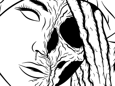 Double Face blackandwhite drawing girl illustration illustrator illustrator art skull vector
