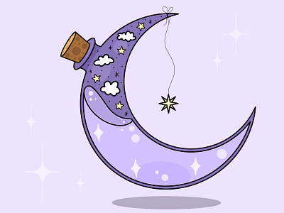 Sleep Potion, Purple art clouds color cute design digital digital design drawing dribbble flat graphic design illustration kawaii moon potion purple stars whimsical