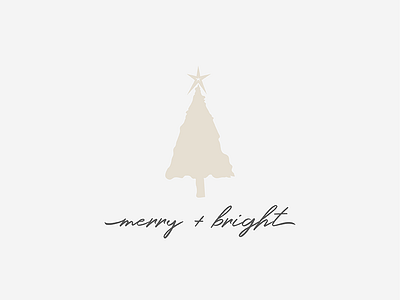 Merry & Bright Card christmas christmas tree flat holiday modern tan vintage