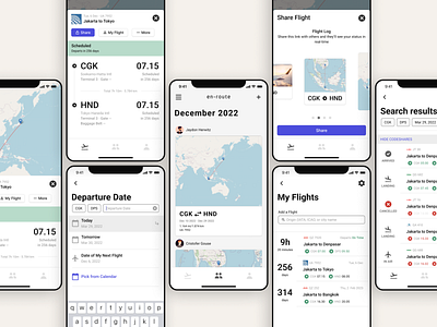 EN-route; Flight Tracker App airplane apple application flight iphone mobile tracker ui design ux design