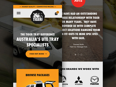 Tiger Trays — Mobile interface layout mobile mobile design responsive tiger trays ui ute vehicle web