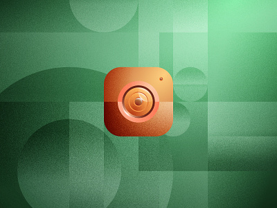 Camera Icon Illustration art deco bronze camera design green icon illustration illustrator mezzotint orange