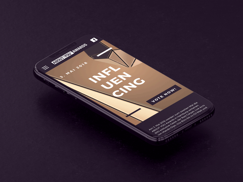 ABOUT YOU AWARDS Website hero typography gold responsive awards mobile website aboutyou