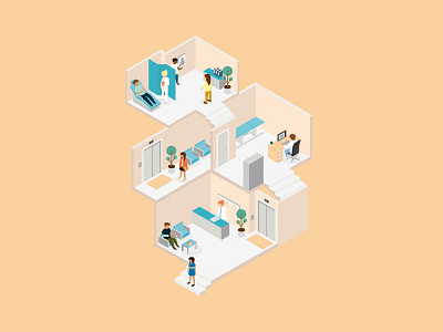 Medical Center 3d building center doctor illustration isometric medical