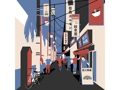 Tokyo Street Vibes adobeillustrator anime asia drinking flatdesign japan manga minimalism nightlife street streetfood sushi tokyo vector vectorart 日本 東京