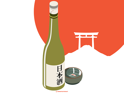 Japanese sake with koi fish cup adobeillustrator asia design isometric itsukushima izakaya japan koi koifish mtfuji party sake shrine tokyo vector vectorart 日本 東京