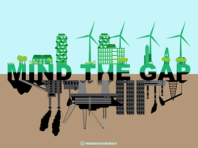 Mind the Gap (between now and our future) adobeillustrator branding climatechange climatecrisis design environment globalwarming graphic design green illustrator london londonunderground mindthegap solar tesla vector vectorart vegan vegetarian