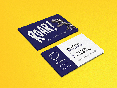 Orlando Science Center Business Cards branding business cards collateral dinosaurs fun graphic design t-rex