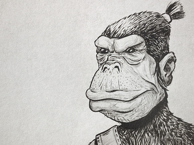 52 Week Illustration Challenge Week 10: Animal ape code cool hipster man bun manbun monkey planet of the apes samurai